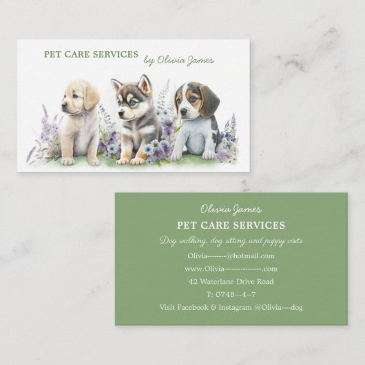 フローラ子犬歩くペットケアサービス 名刺 (正面/裏面)