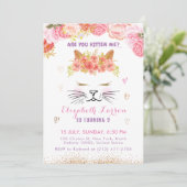 フローラ子猫誕生日キッズキュートゴールデンパーティー 招待状 (スタンド正面)