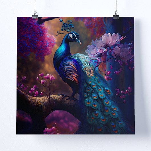 フローラ孔雀ウォールアートポスター ポスター