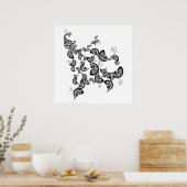 フローラ孔雀パターンカスタムポスター ポスター (キッチン)