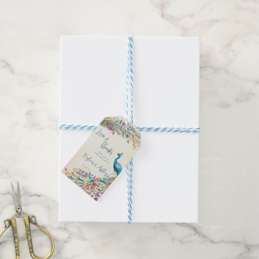 フローラ孔雀婚約パーティ好意ギフトラベル ギフトタグ (より糸付き)