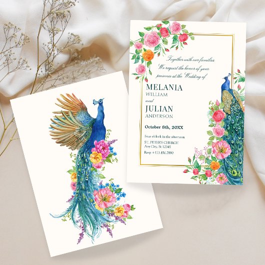 フローラ孔雀結婚式招待状 招待状