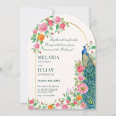 フローラ孔雀結婚式招待状 招待状 (正面)