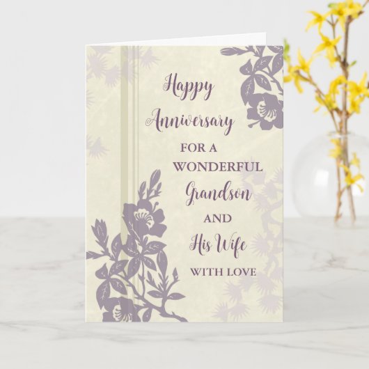 フローラ孫と彼の妻の記念日 カード (黄色い花)