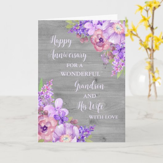 フローラ孫と彼の妻の記念日 カード (黄色い花)