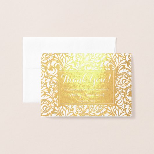 フローラ実在ゴールドフォイルの写真結婚ありがとう 箔カード (封筒付き正面)