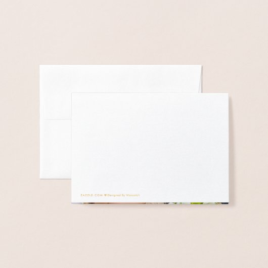 フローラ実在ゴールドフォイルの写真結婚ありがとう 箔カード (裏面封筒付き)