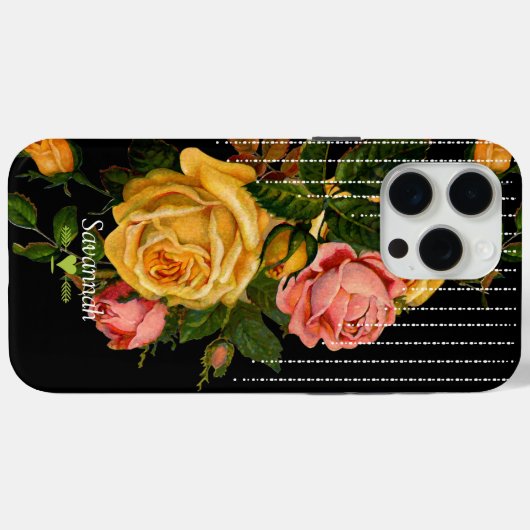 フローラ家宝バラブラックイエローピンク Case-Mate iPhoneケース (裏面 (横))