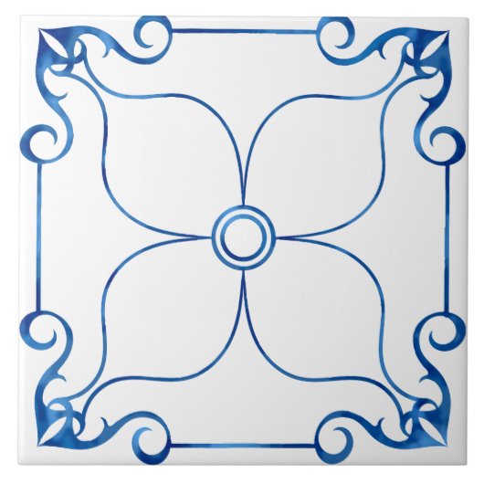 フローラ対称地中海のセラミックタイル タイル (正面)