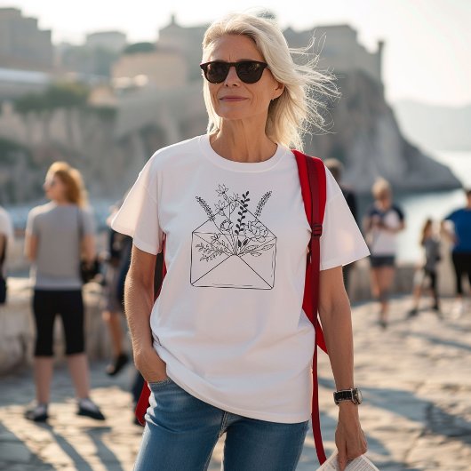 フローラ封筒ラインアート トライブレンドTシャツ