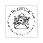 フローラ封筒 |名前をカスタムすると差出人住所 セルフインキングスタンプ (デザイン)