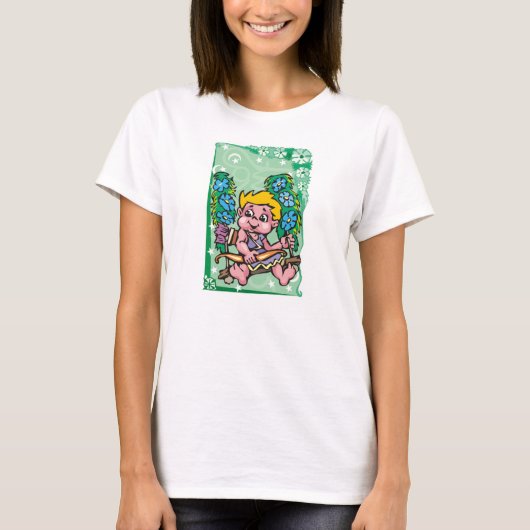 フローラ射手座アーチャーの子、青い花 Tシャツ (正面)
