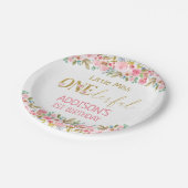 フローラ小恋しく思型ワンダーフルファースト誕生日  ペーパープレート (アングル)