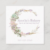 フローラ小麦・ラベンダー・グリーンリースパン スクエア名刺 (正面)