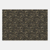 フローラ屋外自然パターン金ゴールド スタイリッシュ黒 ラッピングペーパーシート (正面3)