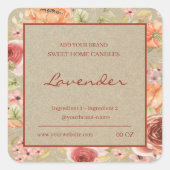 フローラ工芸品紙ろうそく製品ラベル スクエアシール (正面)