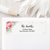 フローラ差出人住所ラベルウォーターカラーピンクガーデン ラベル (インサイチュ)