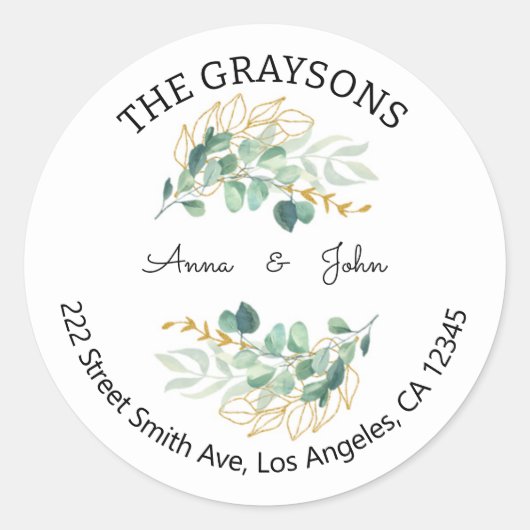 フローラ差出人住所ラベル ラウンドシール (正面)