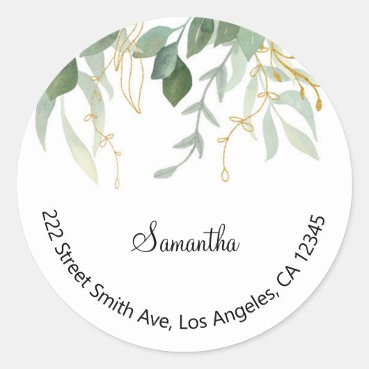 フローラ差出人住所ラベル ラウンドシール (正面)