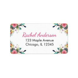 フローラ差出人住所ラベル、水彩花 ラベル