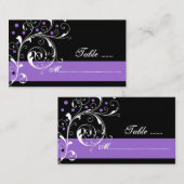 フローラ巻葉黒紫結婚座席表 プレイスカード (正面/裏面)