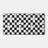 フローラ市松模様に白黒パターン デスクマット (正面)