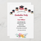 フローラ帽子卒業式パーティー 招待状 (正面/裏面)