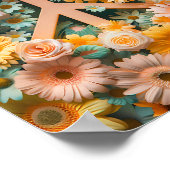 フローラ平和シンボルアートポスター – レトロ60sの花 ポスター (角)