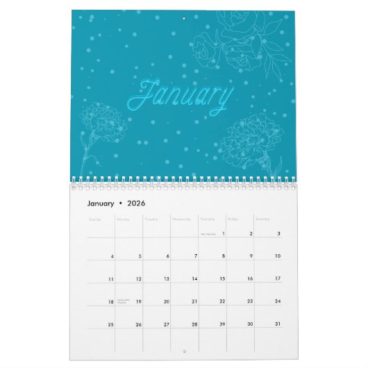 フローラ年：かわいいカラフルの季節の庭の花 カレンダー (1月 2026)