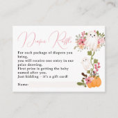 フローラ幽霊カボチャおむつラッフルベビーシャワー エンクロージャーカード (正面)