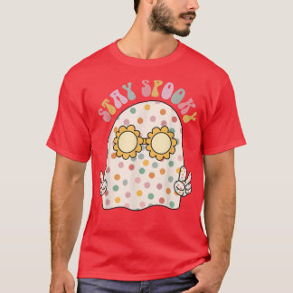 フローラ幽霊ハロウィーンレトログルーヴィーステイ不気味おもしろい Tシャツ