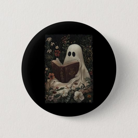 フローラ幽霊読の本ハロウィーンの衣装ゴシック 缶バッジ (正面)