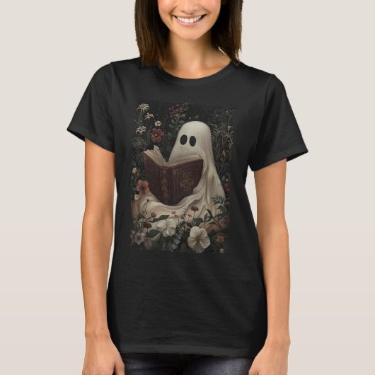 フローラ幽霊読の本ハロウィーンの衣装ゴシック Tシャツ (正面)