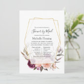 フローラ幾何ベビー又はブライダルシャワー別郵便 招待状 (スタンド正面)