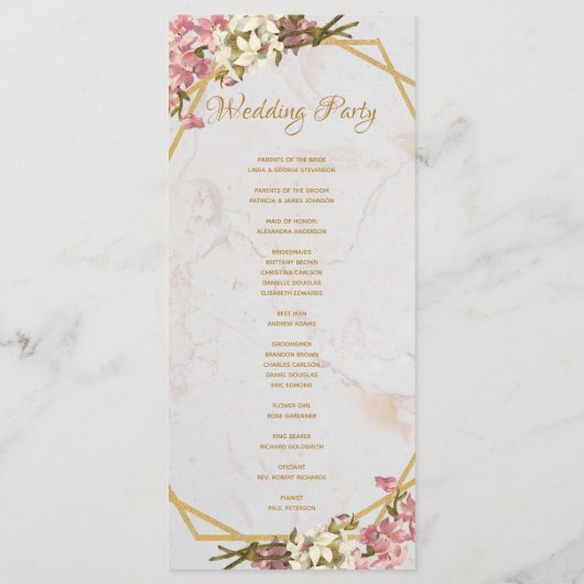 フローラ幾何大理石金ゴールドとラン結婚ス プログラム (裏面)