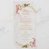 フローラ幾何大理石金ゴールドとラン結婚ス メニュー (正面/裏面)