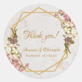 フローラ幾何大理石金ゴールド蘭結婚式の引き出物 ラウンドシール (正面)