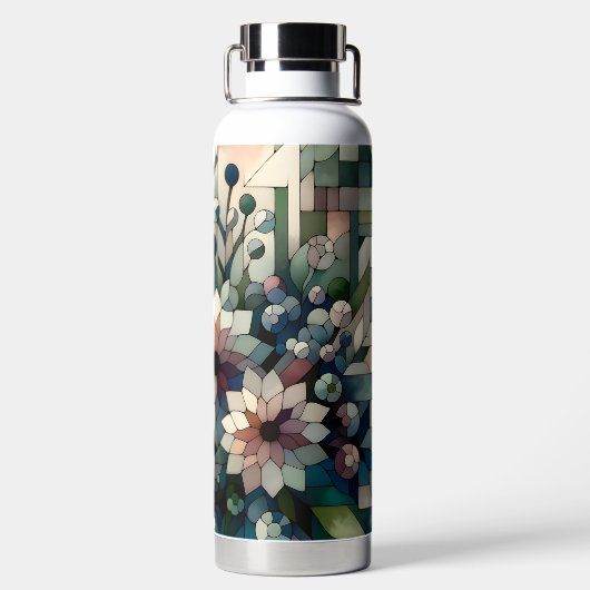 フローラ幾何学的モザイクサーマル ウォーターボトル (背面)