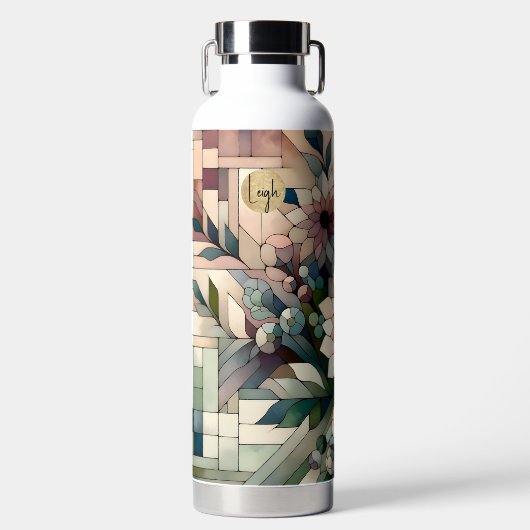 フローラ幾何学的モザイクサーマル ウォーターボトル (正面)