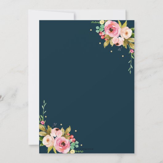 フローラ幾何学的金ゴールドグリッター卒業写真 招待状 (裏面)