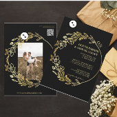 フローラ幾何学的、QRコード、モノグラムフォト結婚ズ 招待状