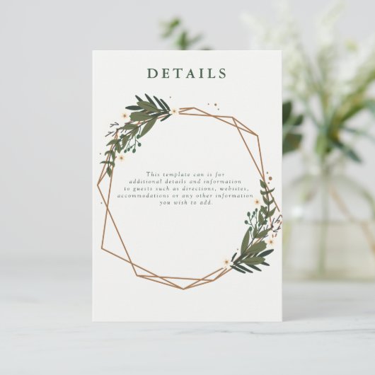 フローラ幾何結婚詳細カード 出欠カード (スタンド正面)