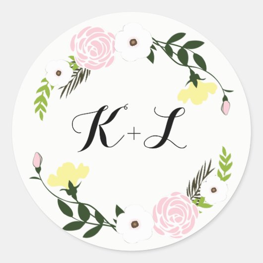 フローラ庭園の結婚式シール ラウンドシール (正面)