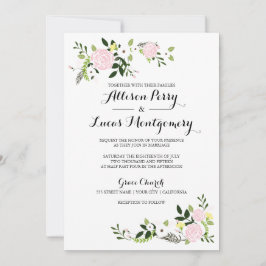 フローラ庭園の結婚式招待状 – 白 招待状