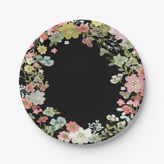 フローラ庭園の結婚式紙プレート ペーパープレート (正面)