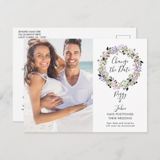 フローラ延期された取り消し済み写真の変更 案内ポストカード (正面/裏面)