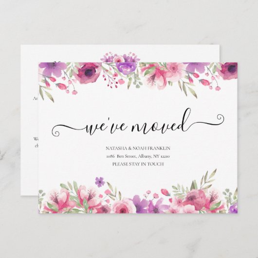 フローラ引っ越しましたスクリプト新しいホームアナウンス 案内ポストカード (正面/裏面)