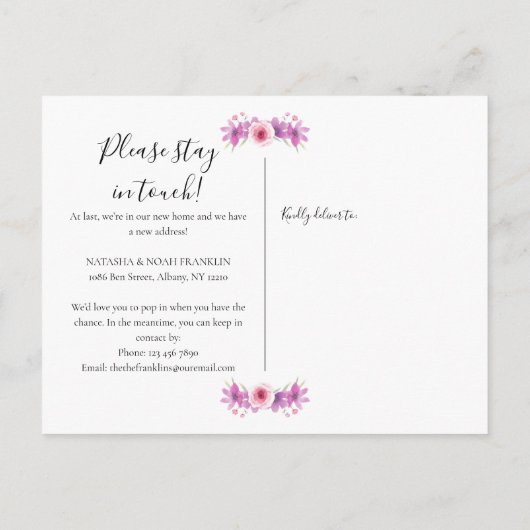 フローラ引っ越しましたスクリプト新しいホームアナウンス 案内ポストカード (裏面)