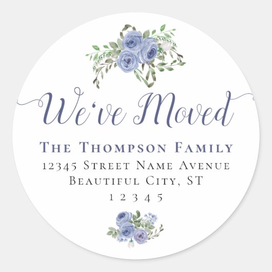 フローラ引っ越しました新しいファミリアドレス青い移動 ラウンドシール (正面)