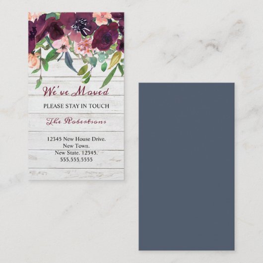 フローラ引っ越しました |新しいアドレスのお知らせ エンクロージャーカード (正面/裏面)